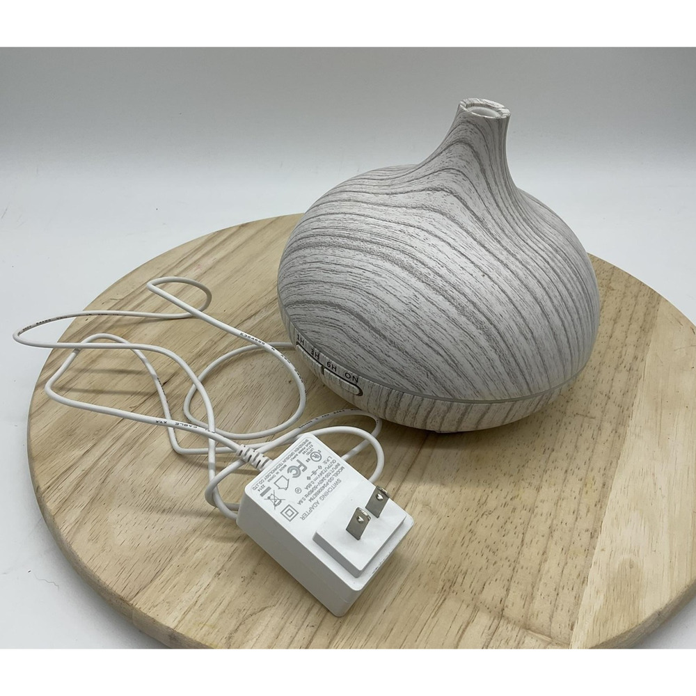 Ultrasonic Essential Oil Diffuser White Wood Grain 1H 3H 6H Timer‎ W Adapter